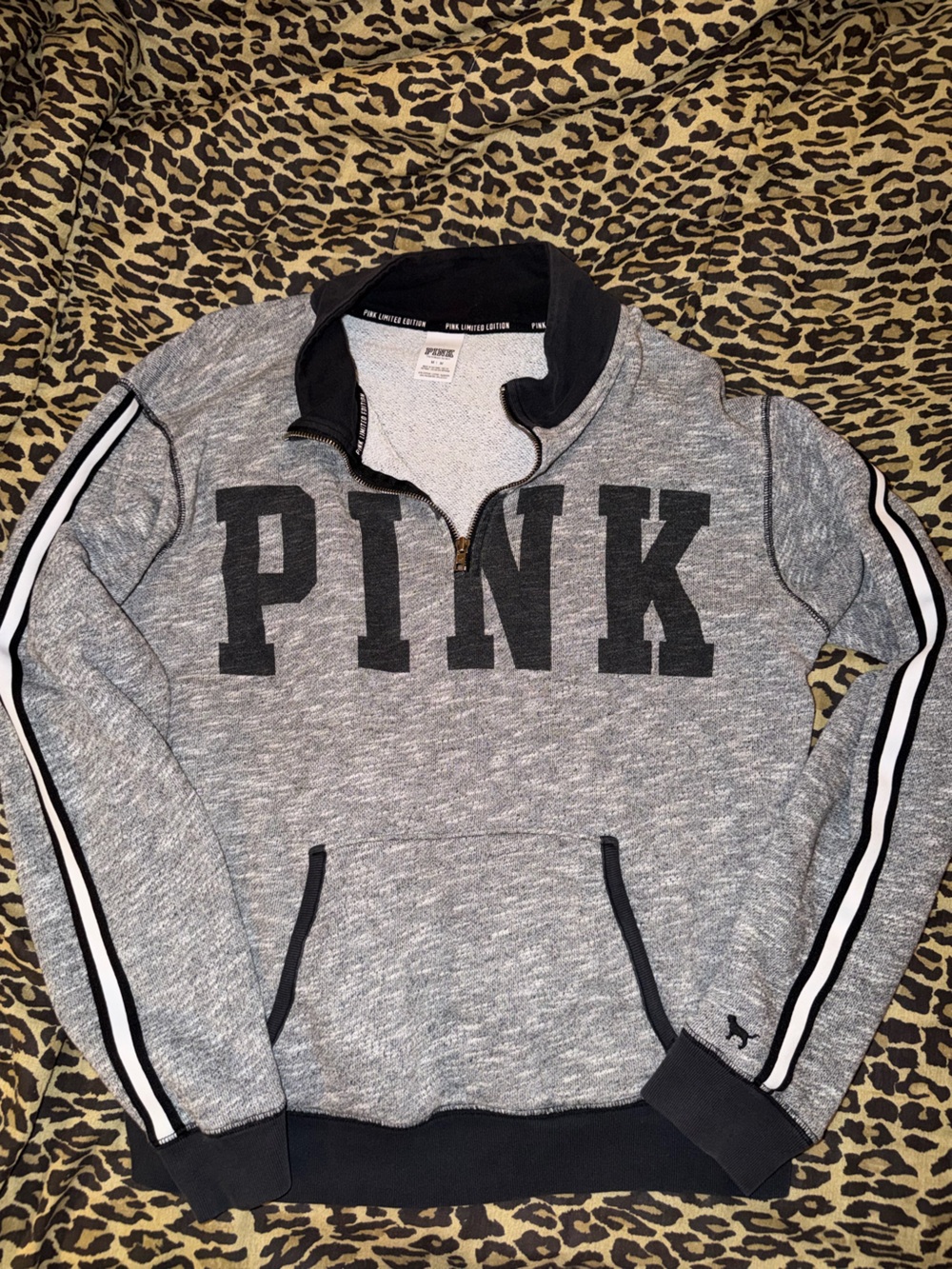 PINK Victoria's Secret Gray Half-Zip Pullover- PINK Victoria's Secret